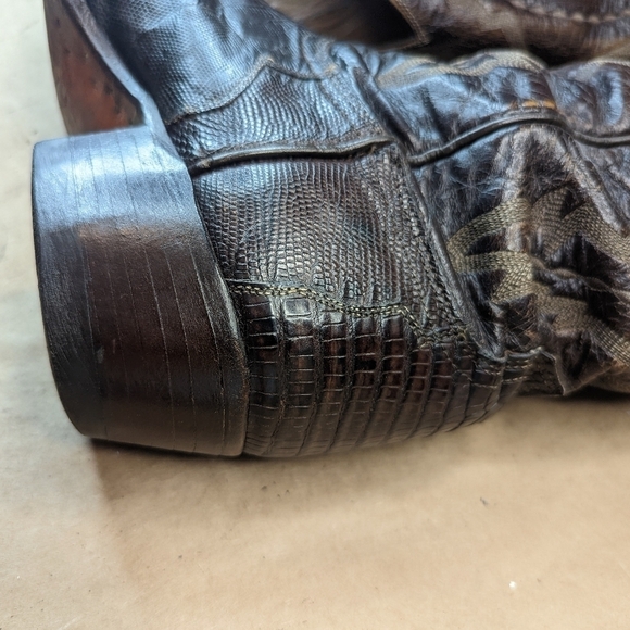 Lucchese Boots men's size 8.5EE Exotic Genuine Brown Teju Lizard Classic Western - Picture 8 of 13